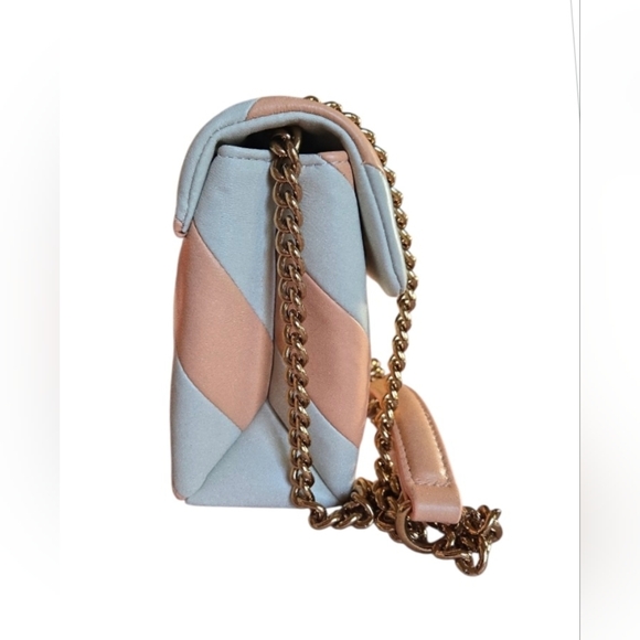 Kurt Geiger Cream and Peach Striped Two- Way Shoulder/Crossbody Bag - Picture 3 of 14